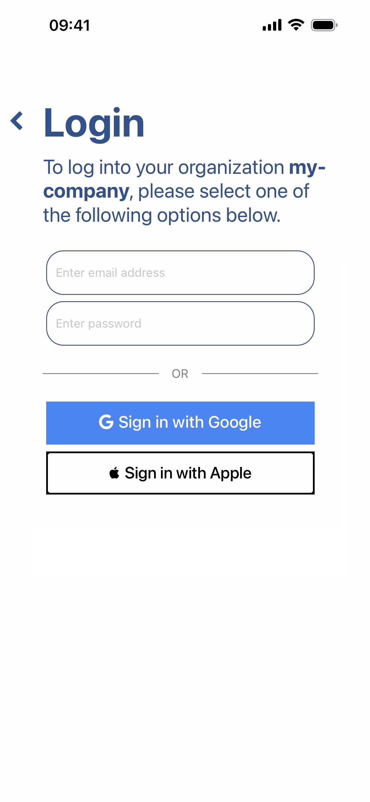 The Login page