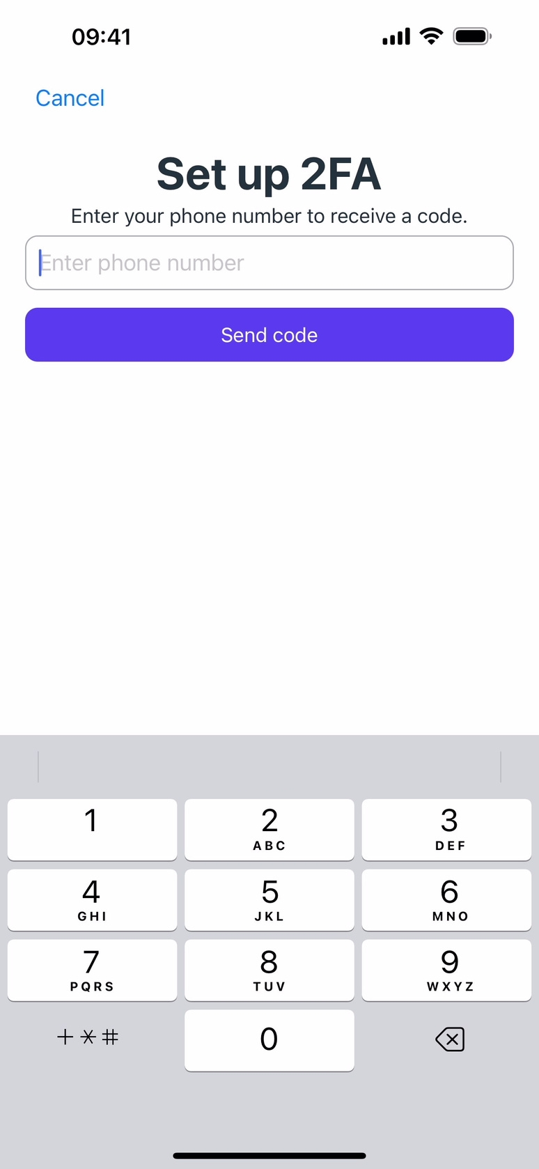 Setup of two-factor authentication