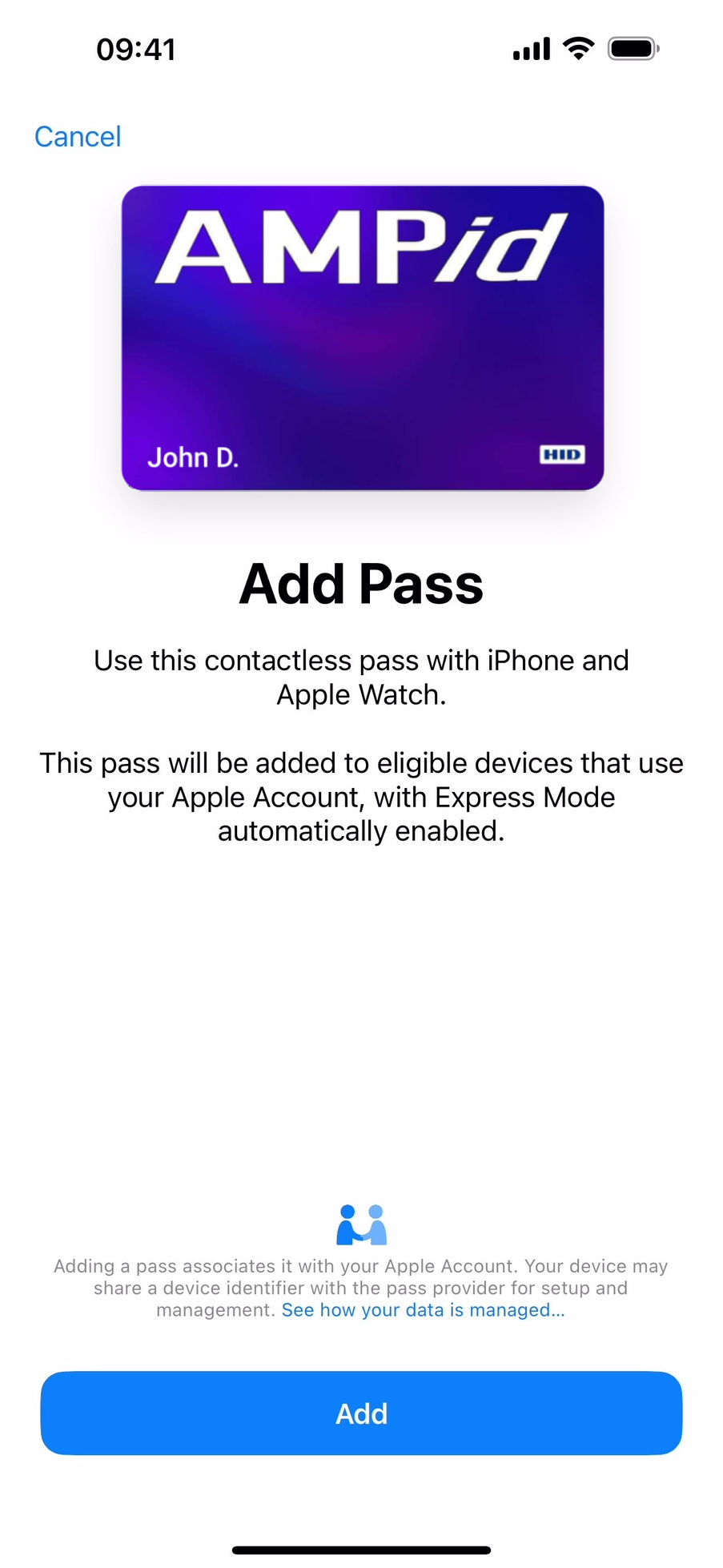 Confirm adding to Wallet